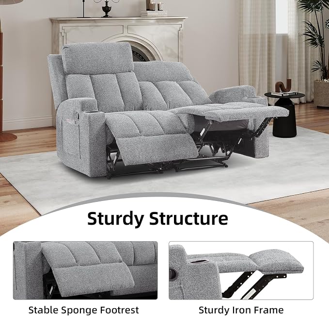CANMOV Manual Recliner Sofa Set, Fabric Reclining Sofa Chair - Image 5