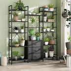 AFLUI Triple Bookshelf with 3 Fabric Drawers, 5-Tier Book Shelf and 10 Display - Image 8