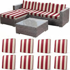 CALBODE 8 Pcs Stretch Outdoor Seat Cushion Covers, Washable Striped Chair Seat by CALBODE