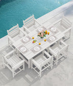 SERWALL Outdoor Dining Set for 6, HDPE Dining Furniture Set - Image 8