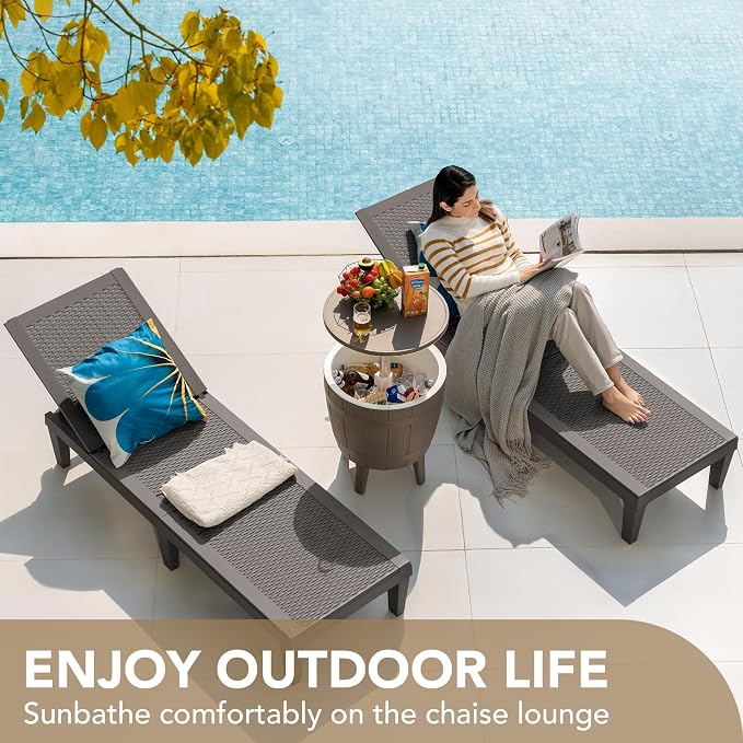 Devoko Outdoor Chaise Lounge Chair Set of 2 - Image 5