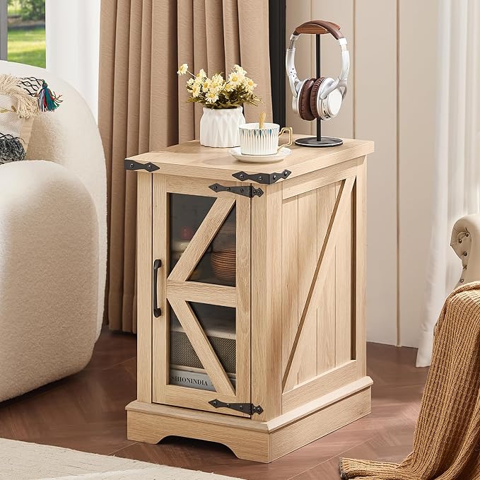 Joaxswe Narrow Night Stand Set 2, Farmhouse Side End Table - Image 2