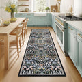 PLHXFR 2.6x8 Washable Runner Rug：Floral Indoor Kitchen Carpet Dark Black | by PLHXFRSoftAreaRugs