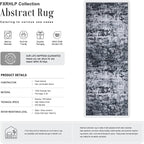 2x5 Washable Runner Rug：Modern Abstract Kitchen Carpet Black | - Image 2