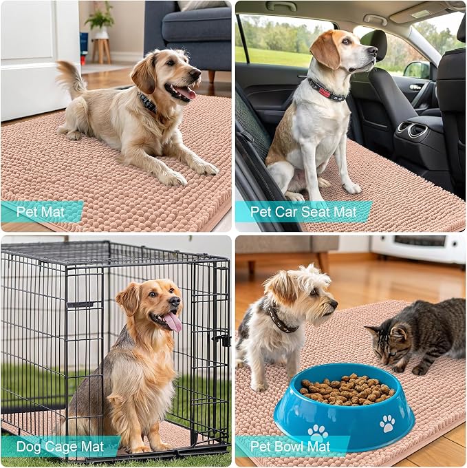 OLANLY Dog Door Mat for Muddy Paws 70x32, Super Absorbent Chenille Mud Mat | - Image 7