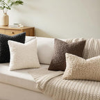 Faux Fur Throw Pillow Covers 18x18 Inch Set of 2 Boucle Neutral Decorative - Image 2