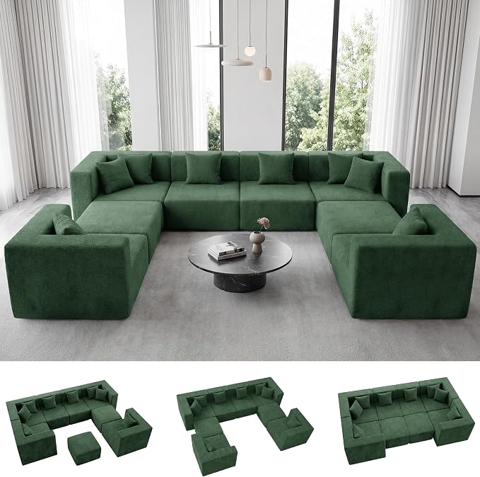 MONVANE Modular Sectional Sofa, Oversized 8 Seat Convertible U Shaped Couch by MONVANE