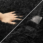 2x10 Bedside Area Rugs for Bedroom Soft Fluffy Shag Black Rug for Hallway - Image 6