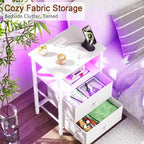 LOAKEKEL LED Night Stand with Charging Station, Small Bedside Table with USB - Image 6