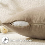 MIULEE Light Brown Chenille Couch Throw Pillow Covers, 20x20 | Set of 2 - Image 3