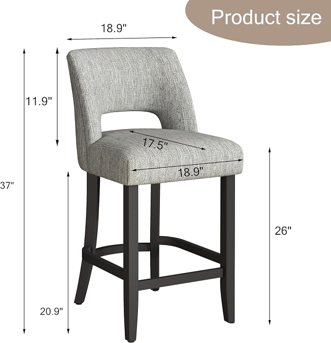 VKNOW Bar Stools Set of 6, Modern Counter Stools - Image 2