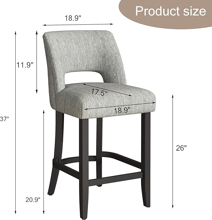 VKNOW Bar Stools Set of 2, Modern Counter Stools - Image 2