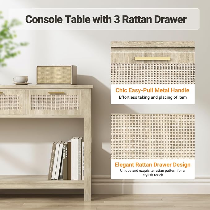 ELYKEN Rattan 51.2" Console Table - Image 5