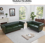 LEVNARY Chesterfield Sofa, 3 Seater Tufted Couch - Image 8