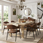 HNY Modern Dining Room Arm Chairs Set of 6, Retro Faux Leather Upholstered by HNY
