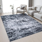 5x7 Area Rug Living Room: Modern Washable Indoor Carpet Black | by FXRHLP