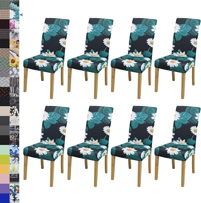 BIETYONE Stretch Dining Chair Covers Set of 8, Soft Removable Washable Kitchen by BIETYONE
