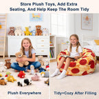 Lukeight Pizza Stuffed Animals Storage Bean Bag Chair Cover - Image 6