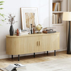 55" TV Stand with Power Outlet, Modern Media Console with Sliding Doors - Image 4