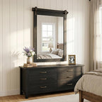24"x36" Black Barn Door Wall Mirror, Solid Wood Framed Rustic Accent Mirror - Image 7