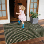 Lahome Green 3x5 Entryway Rug, Non Slip Maze Line Easy Jute Washable Rug | - Image 7