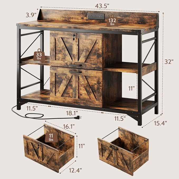 44" File Cabinet, Lateral Filing Cabinet - Image 2