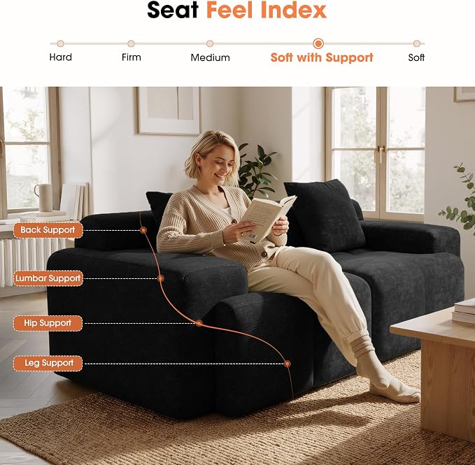 83.5" Boneless Loveseat Couch, Cloud Comfy Couches - Image 7