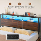 Rolanstar Queen Bed Frame with 4 Storage Drawers, Charging Station and LED - Image 7