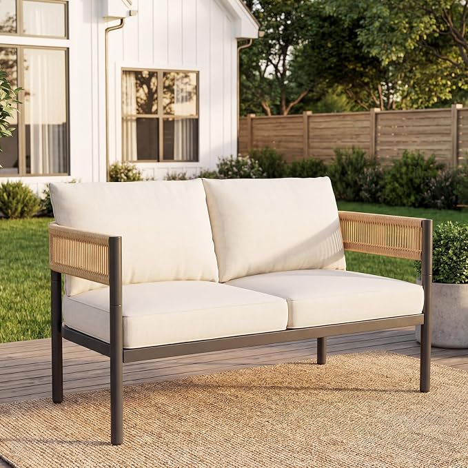 Gand Patio Outdoor Loveseat, Wicker Conversation Set - Image 5