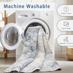 8x10 Washable Area Rugs for Living Room, Dining Room- Blue Beige | Modern - Image 4