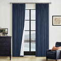 Navy Pinch Pleated 100% Blackout Linen Curtains by Twodrapes
