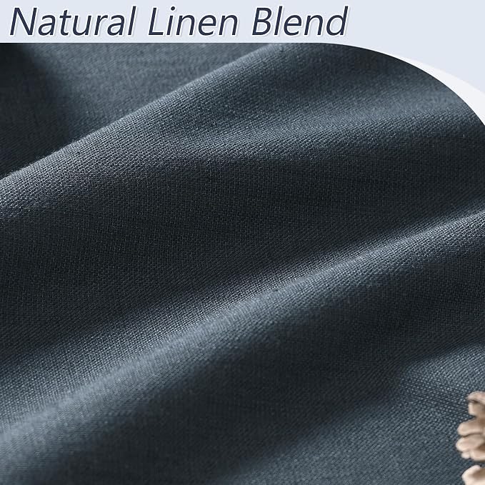 100% Blackout Linen Curtains 90 Inch Length 2 Panels Set - Image 3
