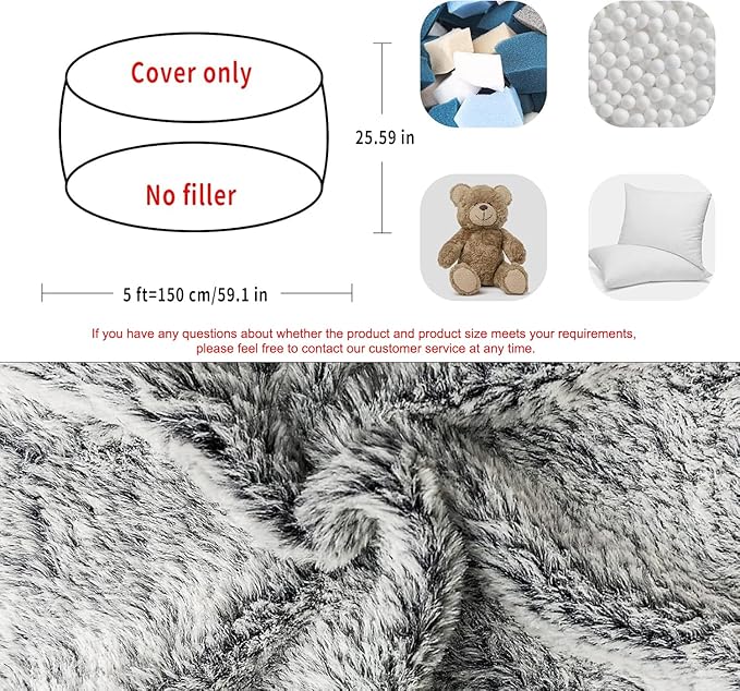 YudouTech (No Filler Bean Bag Chair Cover Without Filler, Big Round Soft Fluffy - Image 2