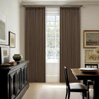 120 Inch Pinch Pleat Brown 100% Blackout Thick Linen Curtains - Image 7
