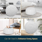 Marrakesh Gallery Genuine Leather Round Pouf Unstuffed - Image 8