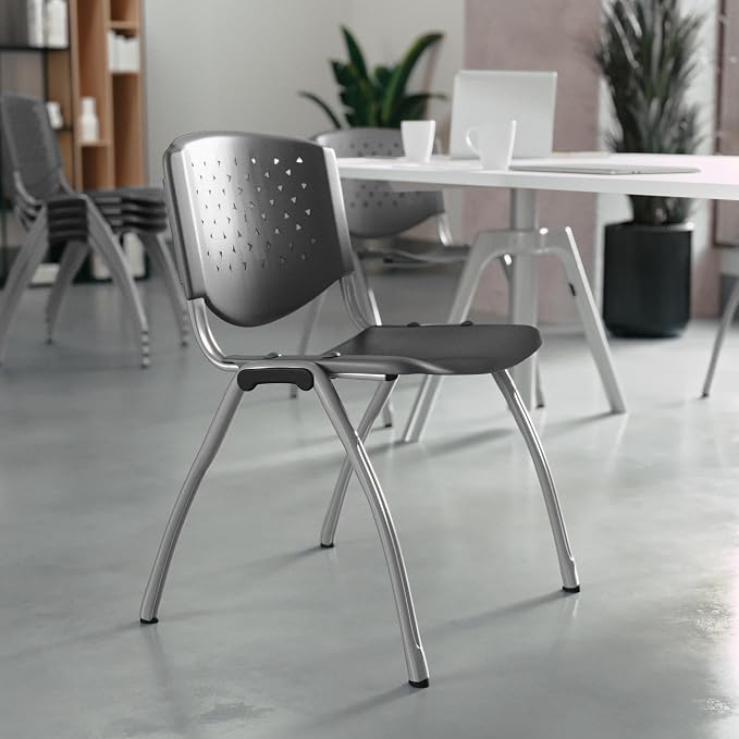 Flash Furniture HERCULES Series 880 lb. Capacity Gray Plastic Stack Chair - Image 2