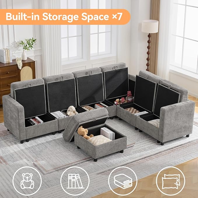 104'' V Shaped Modular Sofa, Sectional Couch - Image 3