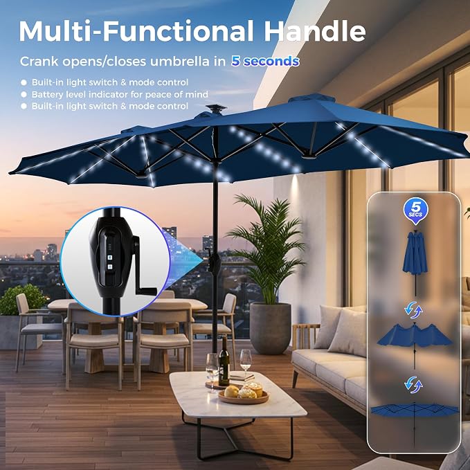 SUPERJARE 13ft Outdoor Patio Umbrella - Image 4