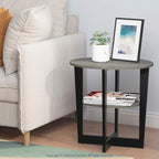 Furinno JAYA Side Table, 2-Tier Round Modern End Table - Image 4
