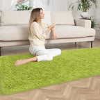 2x6 Bedside Area Rugs for Bedroom Soft Fluffy Shag Green Rug for Hallway - Image 2