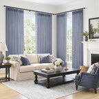 Extra Long 108 Inch Dusty Blue Pleated Linen Light Filtering Sheer Curtains - Image 5