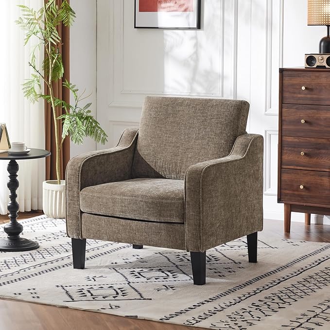 VINGLI Accent Chair for Living Room Chairs Light Brown Reading Chair for - Image 2