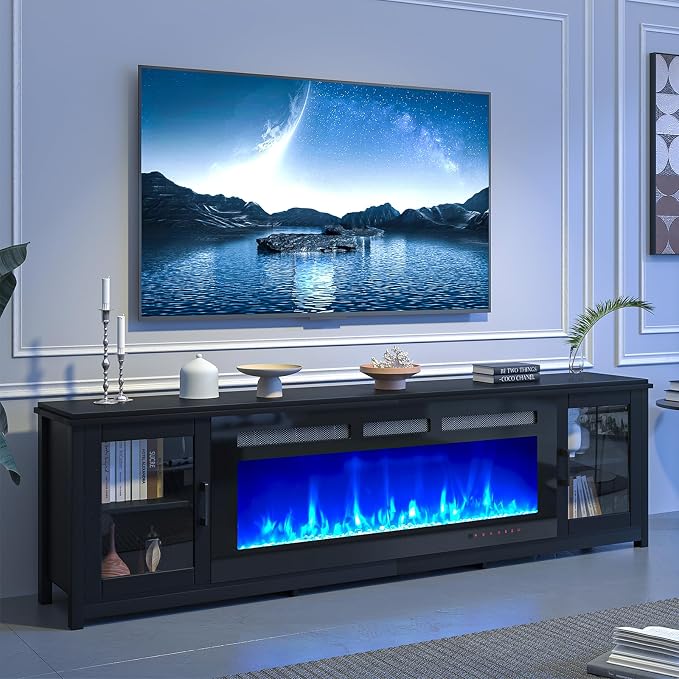 MXV 80" Fireplace TV Stand, Modern Entertainment Center by Unknown