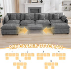 147'' Sectional Cloud Deep Seat Couch, Oversized Chenille U Shaped Sectional - Image 6