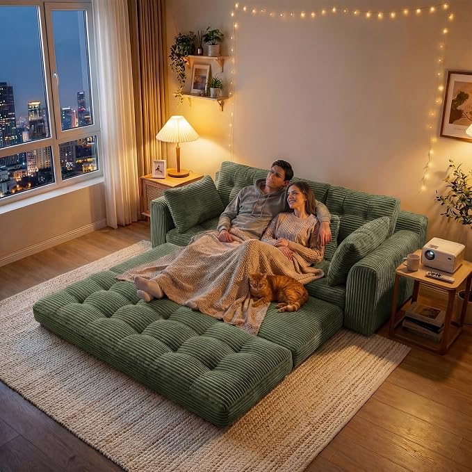 Homkdom 3 Seater Convertible Folding Sofa Bed, Pull Out Sleeper Sofa - Image 2