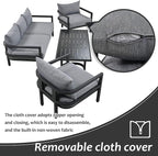 4-Piece Outdoor Steel Sofa Set, All Weather Patio Conversation Set - Image 5