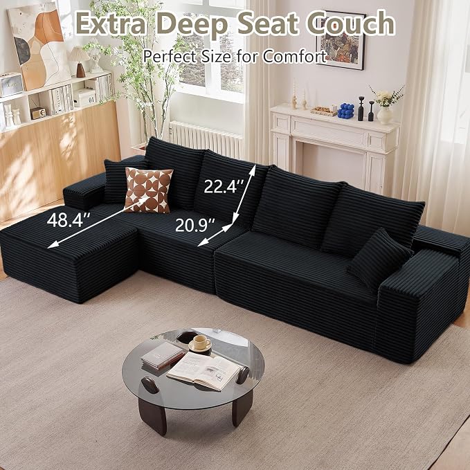 140" Sectional Cloud Couch for Living Room, Modular Floor Deep-Seat Sofa - Image 6