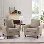 Mid-Century Accent Chairs Set of 2, Modern Linen Fabric Armchair - Image 7