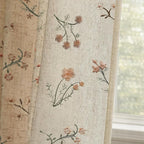 Floral Embroidered Light Filtering Curtains 96 Inch 2 Panels | Linen Blend by Unknown
