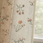 Floral Embroidered Light Filtering Curtains 84 Inch 2 Panels | Linen Blend by Unknown